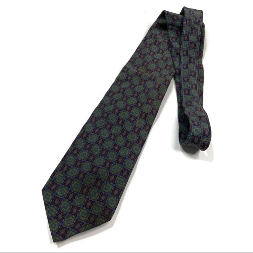 3/$30 George Kent | Vintage Green/Maroon Silk Necktie
